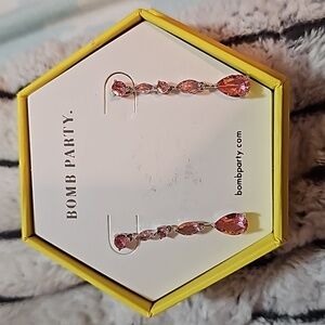 Nwt bomb party pink tourmaline earrings. Drops of sparkle.